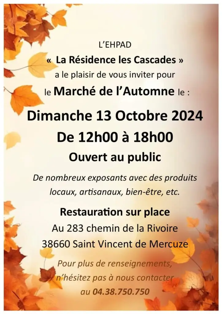 Marché de l'Automne Octobre 2024 - Ehpad Les Cascades - Saint Vincent de Mercuze